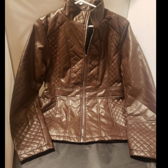 Jackets & Blazers - Brand New Ladies Brown Leather Jacket Size Medium